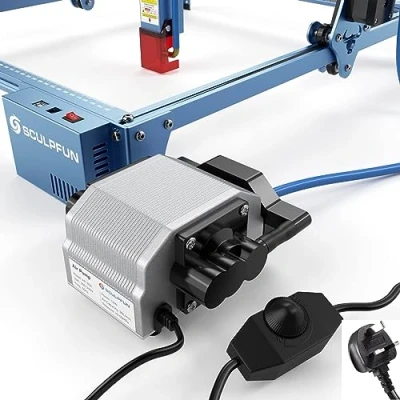 Image of SCULPFUN Air Assist Pump, Laser Engraving Machine Accessories, Cutter for S10 Smoother Cut and Edges, 0 30 L/min, Adjustable Speed Low Noise 40dB