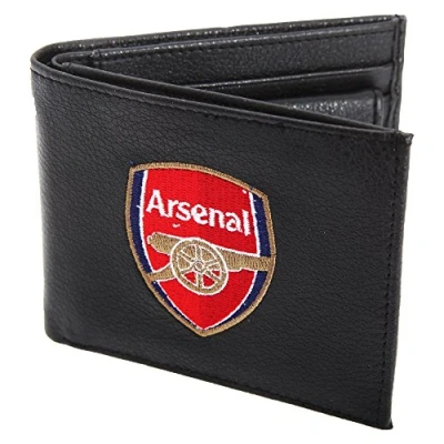 Image of Arsenal FC Mens Official Leather Wallet With Embroidered Football Crest (One Size) (Black)