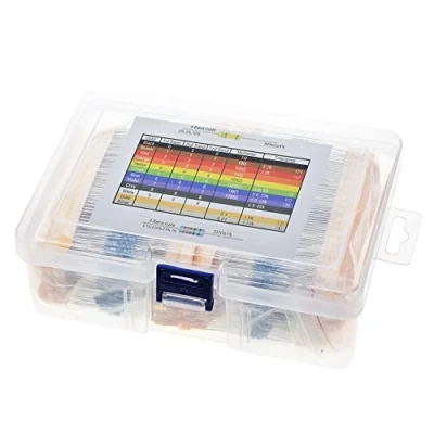 Image of DollaTek 2600Pcs 130 Values Resistor Kit, 1% Assorted Resistors 1 Ohm 3M 1/4W Metal Film Assortment with Storage Box for DIY Projects