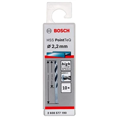 Image of Bosch Professional 10 Piece PointTeQ HSS Twist Drill Bit (for Metal, 2.2 x 27 53 mm, Driver Accessories)