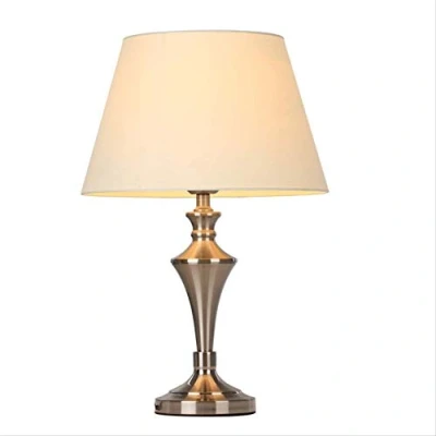 Image of Table lamp Home Modern Decorative Bedroom Bedside Simple Warm Beige Fabric lamp.