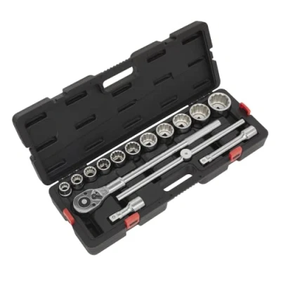 Image of Sealey Premier Socket Set 3/4&quot;Sq Drive 12 point WallDrive® 15pc Metric