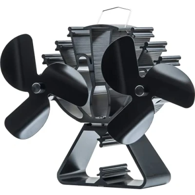 Image of Twin Blades Log Burner Fan Wood Burning Stove with Large Airflow Heat Powered Fireplace for Wood/Log Burner/Fireplace