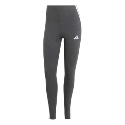Image of adidas Women&#039;s ESSENTIALS 3 STRIPES COTTON LEGGINGS, dark grey heather/white, XS