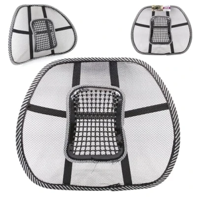Image of Mesh Black Lumbar Cushion Office Seat Spine Support Pain Relief Massage Beads Lower Back Posture for Work, Computer or Gaming Desk, Driving