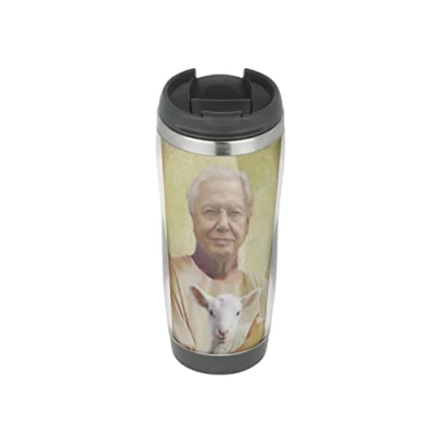 Image of David Attenborough Holy Saint Travel Mug, Thermal Insulated Cup for Hot and Cold Beverages Drinks