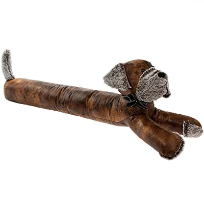 Image of Dog Draught Excluder in Leather, Cute Stopper Seal for Door Bottom, Cushion Sausage shape Animal Lovers