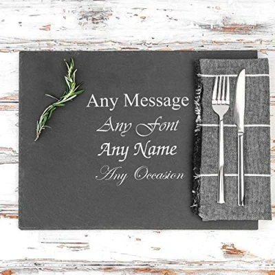 Image of Personalised Engraved Rectangular Natural Slate Serving Platter