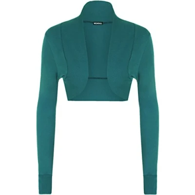 Image of WearAll Ladies Shrug Long Sleeved Bolero Top Womens Teal 10/12