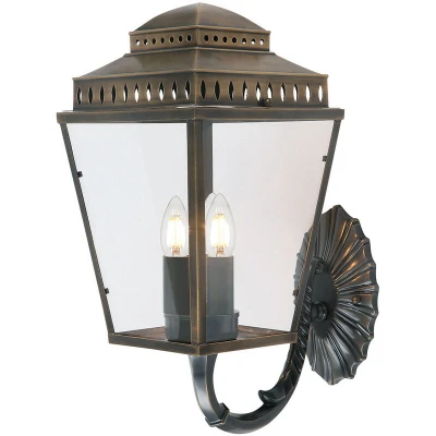 Image of Mansion House 3 Light Outdoor Wall Lantern Brass IP44, E14