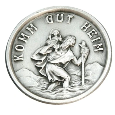 Image of Car Badge Christopherus Lettering Komm gut heim 2.9 cm