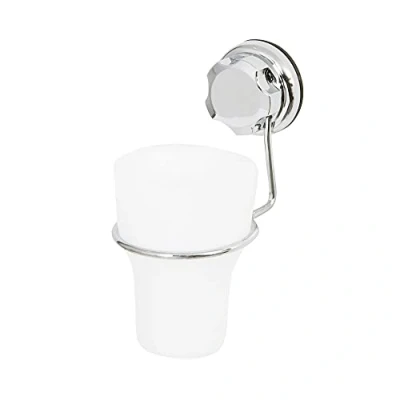 Image of Compactor Toothbrush Holder, CHROME 24H SUCTION CUP : TPU AND ABS, Chrom, 7.9 x 10.5 H. 16.5 cm