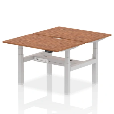 Image of Air B2B 1200x800 Adjustable 2P Bench Desk Scalloped Walnut/Silver