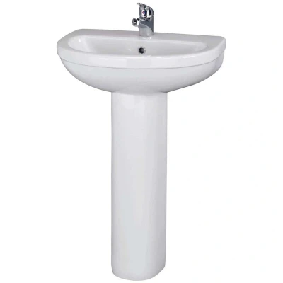 Image of Nuie Ivo Basin and Full Pedestal 555mm Wide 1 Tap Hole