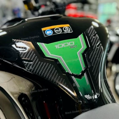 Image of BLACK DOVES GRAPHICS 3D Resin Stickers Protectors Compatible with Kawasaki Ninja 1000 SX 2020 2022 (Tank Protection)