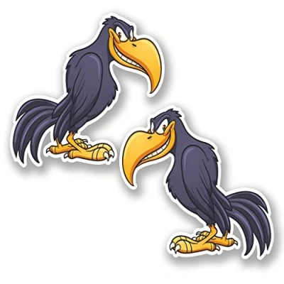 Image of 2 x 10cm/100mm Raven Crow Vinyl Sticker Decal Laptop Travel Luggage Car Bike Sign Fun #5604