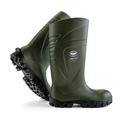 Image of Robust Safety Boots for Men and Women with Steel Toecap Sole, Non Slip, Wide fit, Agriculture, Waterproof, Resistant to mud or detergents, up 30 Degrees, Green, UK 6.5 Mens Size