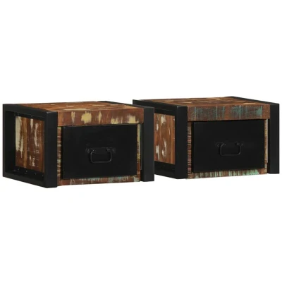 Image of vidaXL Bedside Cabinets 2 pcs Multicolour 40x35x25 cm Solid Wood Reclaimed