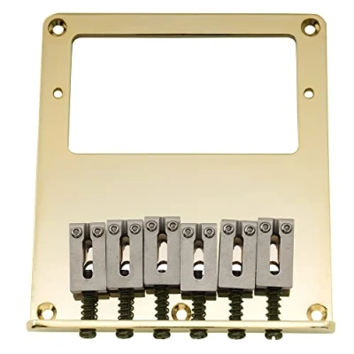 Image of Musiclily Pro 54mm Tele Humbucker Bridge with 6 Stainless Steel Saddles for Telecaster Style Electric Guitar, Gold