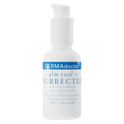 Image of DERMAdoctor Calm Cool + Corrected Skin Care Bakuchiol Retinol Alternative Face Serum for Dry, Sensitive, Rosacea or Eczema Prone Skin, with Natural AHA Black Currant Seed &amp; Borage Oils 30ml (20301 7)