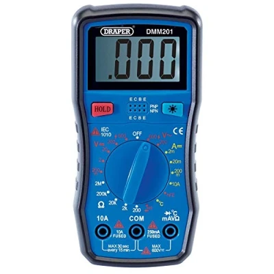 Image of Draper Manual Ranging Digital Multimeter, 1 x Test Leads, Temp Probe, Case