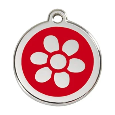 Image of Red Dingo Flower Enamel Dog Tag Small