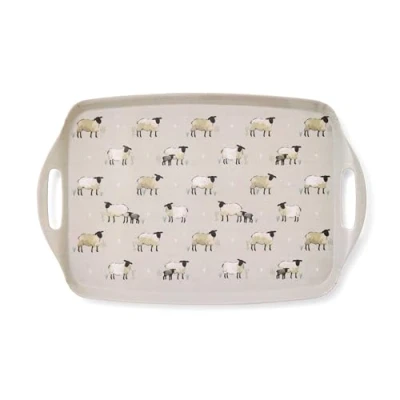 Image of Cooksmart British Designed Small Serving Tray Dinner For Multiple Uses Around The Home Trays Food Or Drinks Highland Sheep
