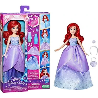 Image of Disney Hasbro Princess Princesses Life Doll Model Ariel, 10 Outfit Combinations, Toy for Children from 3 Years and Above F4624 Multi Coloured