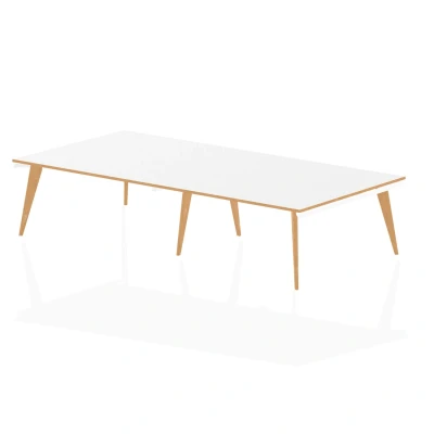 Image of Oslo 3200mm Boardroom Table White Top Wood Edge Frame