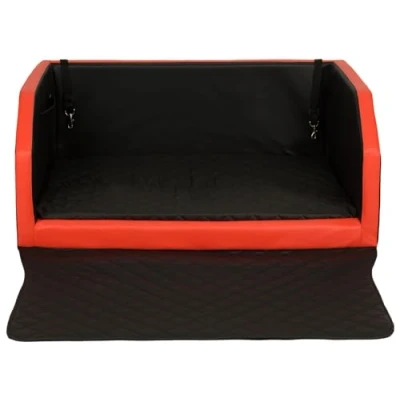 Image of Velinda dog car boot transporter, bed, mattress, 100x70 cm (COLOUR: black and red)