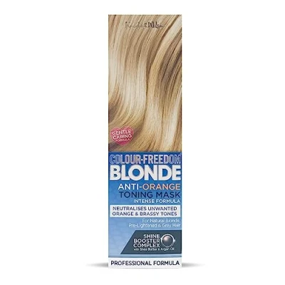 Image of Knight &amp; Wilson Colour Freedom Blonde Anti Orange Toner Mask, Semi Permanent Conditioning Treatment, Gentle Formula Neutralises Brassy Tones for Naturally Light, Bleached, Grey Coloured Hair 150ml