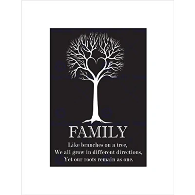Image of Wee Blue Coo Family Roots Quote Motivation Typography B&amp;W Heart Tree Wall Art Print