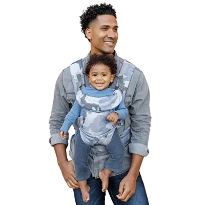 Image of Infantino Flip Advanced 4 in 1 Carrier Ergonomic Convertible Face and Out Front Back Carry for Newborns Older Babies Adjustable 8 32 lbs Blue Camo