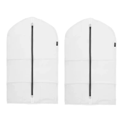 Image of Brabantia Clothes Cover M Protective Bag Wardrobe Storage Rack Organiser Transparent Hanging Suitable for Coats &amp; Dresses Set of 2 White 60 x 100 cm