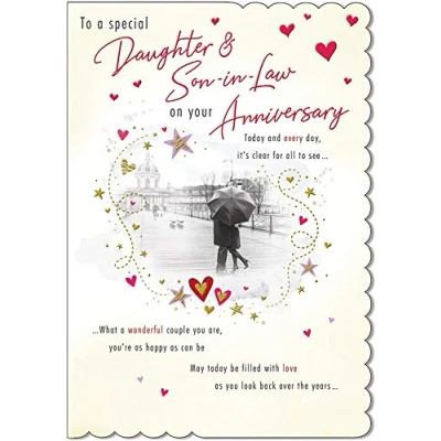 Image of Piccadilly Greetings Traditional Anniversary Card Daughter &amp; Son in Law 9 x 6 inches