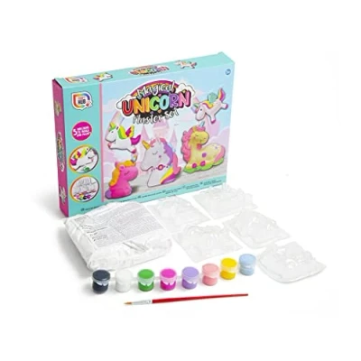 Image of Quickdraw Magical Unicorn Plaster Set Mould &amp; Paint Your Own Figures 5pk Kids Craft