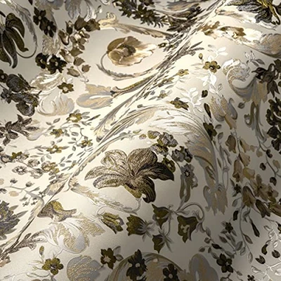 Image of Versace Wallpaper Floral 387066 Pearl Beige White Brown Designer Tendrils Baroque 10.05 x 0.70 m Made in Germany