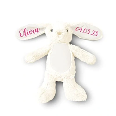 Image of Hoolaroo Personalised Bunny Teddy Bears For Easter Present Babies Newborn Gift New Baby 1st Gifts Boys Keepsake Soft Toy (Cream)