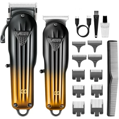 Image of VGR Cordless Hair Clippers Set Beard Trimmer Men T Blade Electric Cutting Machine Kit for Head Haircut or Grooming USB C Battery Rechargeable