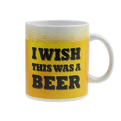 Image of OOTB &quot;I Wish This was a Beer Coffee Mug, Porcelain, Multi Colour, 11 x 13 cm