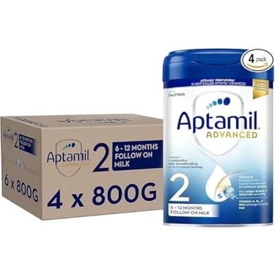 Image of Aptamil Advanced 2 Follow On Baby Milk Powder Formula, 6 12 Months, 800g (Pack of 4)