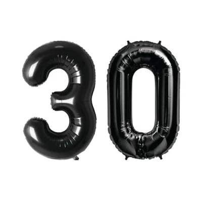Image of Black Number 30 Large Helium Foil Balloon Birthday Party Wedding Anniversary Decoration 101cm