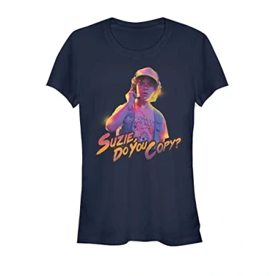 Image of Stranger Things Women&#039;s Do You Copy Short Sleeve T Shirt, Navy Blue, XL