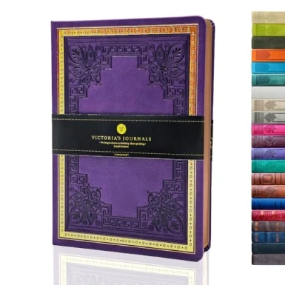 Image of VICTORIA&#039;S JOURNALS Leatherette Vintage Journal Hard Cover Lined Notebook Old Looking Travel Diary, 5.7&#039;&#039; x 8.1&#039;&#039;