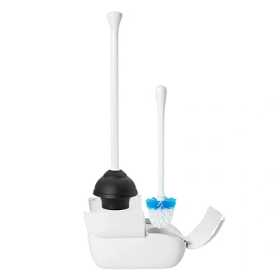 Image of OXO Toilet Brush &amp; Plunger Combo, Natural rubber, White