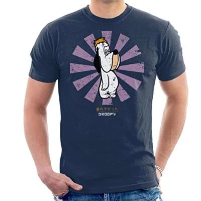 Image of Droopy Retro Japanese Men&#039;s T Shirt Navy Blue