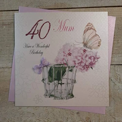 Image of White Cotton Cards Mum 40 Have A Wonderful, Handmade 40th Birthday Card (Code pdm40 mum)