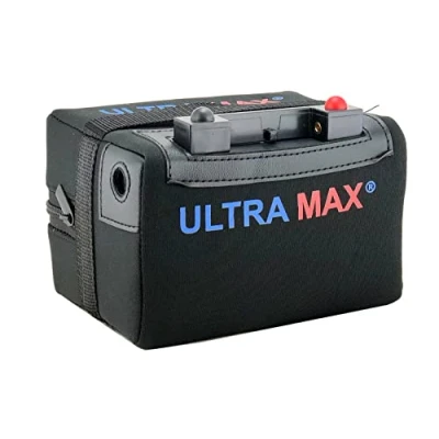 Image of REPLACEMENT ULTRAMAX LITHIUM 12V 22A 36 Holes Golf Trolley Battery + Female T Bar Connector