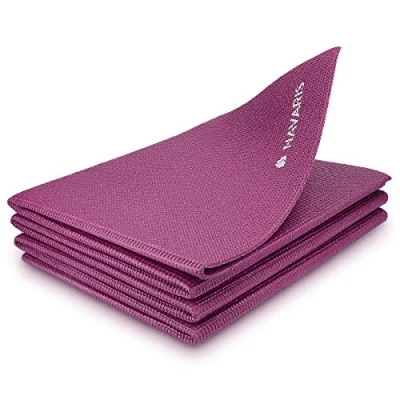 Image of Navaris Foldable Yoga Mat for Travel 4mm Thick Exercise Yoga, Pilates, Workout, Gym, Fitness Non Slip Folding Portable Outdoor Camping