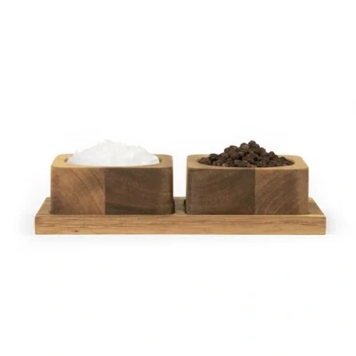 Image of Salter BW12782EU7 Toronto Salt &amp; Pepper Pinch Pots Includes 2 with Storage Tray, Durable Acacia Wood, Wooden Pig, Countertop Bowls, Herb, Spice Seasoning Containers